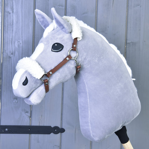 Brown halter with fur - leatherette 1