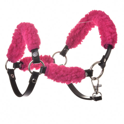 Black halter with Pink Complete Fur - leatherette